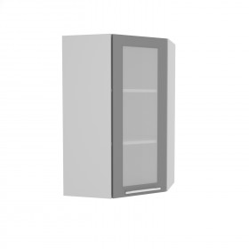Квадро ВПУС 550 шкаф верхний угловой со стеклом высокий (Железо/корпус Серый) в Чехове - chexov.katalogmebeli.com | фото