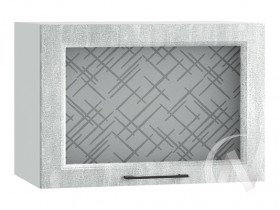 Либерти Шкаф верхний горизонтальный со стеклом ШВГС 609 (Холст грей/корпус белый) в Чехове - chexov.katalogmebeli.com | фото