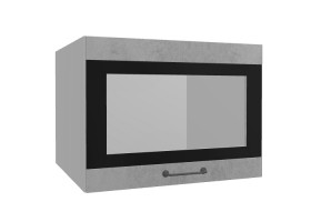 Лофт ВПГСФ 600 шкаф верхний горизонтальный со стеклом высокий с фотопечатью (Бетон светлый/корпус Серый) в Чехове - chexov.katalogmebeli.com | фото