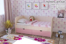 Мальвина Кровать детская 2 ящика 1.6 Розовыйй глянец в Чехове - chexov.katalogmebeli.com | фото 1