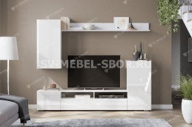 Мебель для гостиной МГС 4 (Белый/Белый глянец) в Чехове - chexov.katalogmebeli.com | фото