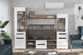 Мебель для гостиной МГС 6 (Исполнение 1/Дуб золотой/Белый глянец) в Чехове - chexov.katalogmebeli.com | фото 1