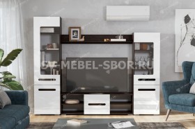Мебель для гостиной МГС 6 Исполнение 1 Венге / Белый глянец в Чехове - chexov.katalogmebeli.com | фото