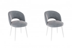 Набор стульев Моли 2 шт (серый велюр/белый) в Чехове - chexov.katalogmebeli.com | фото 1