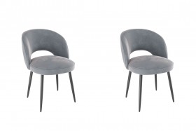 Набор стульев Моли 2 шт (серый велюр/черный) в Чехове - chexov.katalogmebeli.com | фото