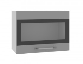 Норд ШВГС 600 Шкаф верхний горизонтальный со стеклом (Софт черный/корпус Белый) в Чехове - chexov.katalogmebeli.com | фото