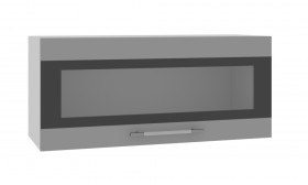 Норд ШВГС 800 Шкаф верхний горизонтальный со стеклом (Софт черный/корпус Белый) в Чехове - chexov.katalogmebeli.com | фото