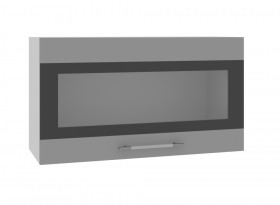 Ройс ВПГСФ 800 Шкаф верхний горизонтальный со стеклом с фотопечатью высокий (Белый софт/корпус Серый) в Чехове - chexov.katalogmebeli.com | фото