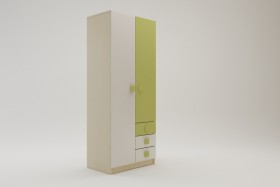 Шкаф 2-х створчатый с ящиками Эппл (Зеленый/Белый/корпус Клен) в Чехове - chexov.katalogmebeli.com | фото 2