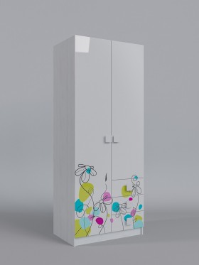 Шкаф 2-х створчатый с ящиками Флёр (Белый/корпус Выбеленное дерево) в Чехове - chexov.katalogmebeli.com | фото