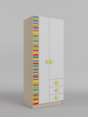 Шкаф 2-х створчатый с ящиками Клаксон без машинок (Белый/корпус Клен) в Чехове - chexov.katalogmebeli.com | фото