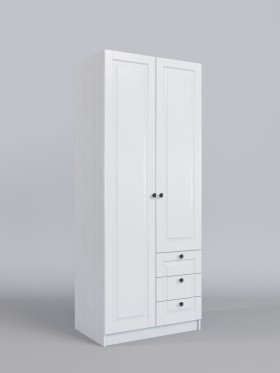 Шкаф 2-х створчатый с ящиками Классика (Белый/корпус Выбеленное дерево) в Чехове - chexov.katalogmebeli.com | фото