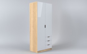 Шкаф 2-х створчатый с ящиками Лофт (Белый/корпус Дуб Сонома) в Чехове - chexov.katalogmebeli.com | фото