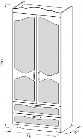 Шкаф 2-х створчатый с ящиками серии Иллюзия 32 Фиолетовый в Чехове - chexov.katalogmebeli.com | фото 2