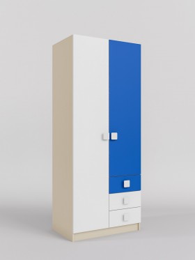 Шкаф 2-х створчатый с ящиками Скай (Синий/Белый/корпус Клен) в Чехове - chexov.katalogmebeli.com | фото