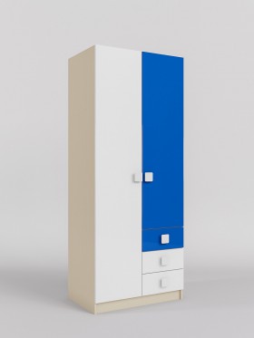 Шкаф 2-х створчатый с ящиками Скай люкс (Синий/Белый/корпус Клен) в Чехове - chexov.katalogmebeli.com | фото 1