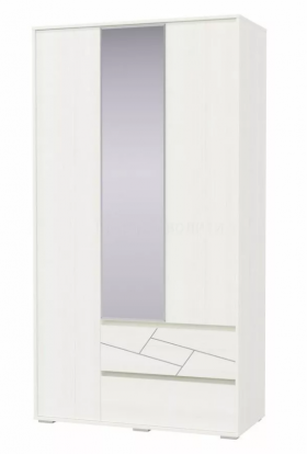 Шкаф 3-х дверный с ящиками Аделина 1200 Рамух белый в Чехове - chexov.katalogmebeli.com | фото