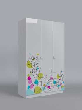 Шкаф 3-х створчатый с ящиками Флёр (Белый/корпус Выбеленное дерево) в Чехове - chexov.katalogmebeli.com | фото