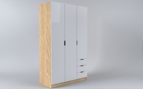 Шкаф 3-х створчатый с ящиками Лофт (Белый/корпус Дуб Сонома) в Чехове - chexov.katalogmebeli.com | фото 1