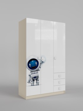 Шкаф 3-х створчатый с ящиками Санни (Белый/корпус Клен) в Чехове - chexov.katalogmebeli.com | фото