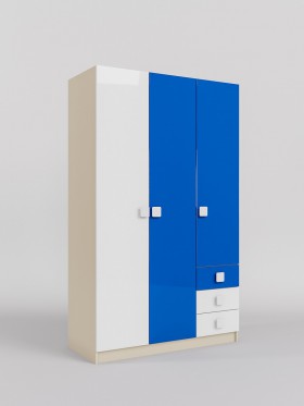 Шкаф 3-х створчатый с ящиками Скай люкс (Синий/Белый/корпус Клен) в Чехове - chexov.katalogmebeli.com | фото 1