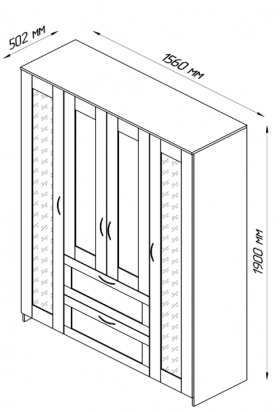Шкаф четырехдверный Сириус с 1 зеркалом и 2 ящиками белый в Чехове - chexov.katalogmebeli.com | фото 2