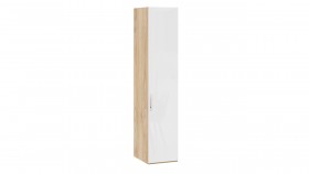 Шкаф для белья с 1 глухой дверью «Эмбер» Яблоня Беллуно/Белый глянец в Чехове - chexov.katalogmebeli.com | фото