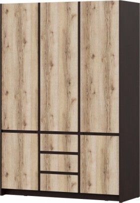 Модульная система "Прага" Шкаф для одежды трехстворчатый Дуб Венге/Дуб Делано в Чехове - chexov.katalogmebeli.com | фото