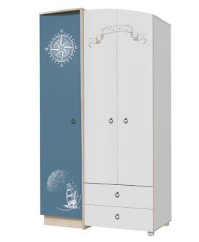 Шкаф для одежды Бриз 1200 Дуб ривьера/ Рамух белый/синий в Чехове - chexov.katalogmebeli.com | фото