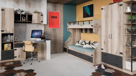 Шкаф для одежды комбинированный «Окланд» (Фон Черный/Дуб Делано) в Чехове - chexov.katalogmebeli.com | фото 4