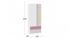 Шкаф для одежды комбинированный «Сканди» Дуб Гарден/Белый/Лиловый в Чехове - chexov.katalogmebeli.com | фото 5