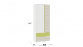 Шкаф для одежды комбинированный «Сканди» Дуб Гарден/Белый/Зеленый в Чехове - chexov.katalogmebeli.com | фото 5