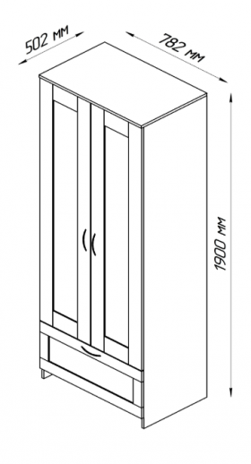 Шкаф двухдверный Сириус с 1 ящиком белый в Чехове - chexov.katalogmebeli.com | фото 2