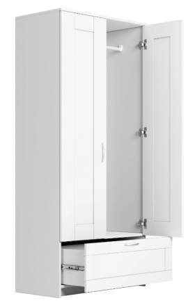 Шкаф двухдверный Сириус с 1 ящиком белый в Чехове - chexov.katalogmebeli.com | фото 3