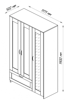 Шкаф трехдверный Сириус с зеркалом и 1 ящиком белый в Чехове - chexov.katalogmebeli.com | фото 2