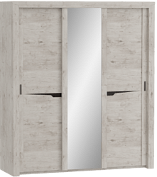 Шкаф трехдверный Соренто с раздвижными дверями Дуб бонифаций/Кофе структурный матовый в Чехове - chexov.katalogmebeli.com | фото 1