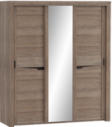 Шкаф трехдверный Соренто с раздвижными дверями Дуб стирлинг/Кофе структурный матовый в Чехове - chexov.katalogmebeli.com | фото 1
