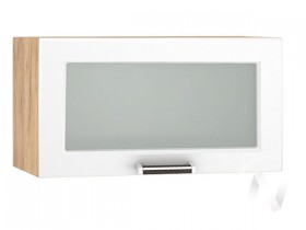Шкаф верхний со стеклом Прага ШВГС 600 (Белое дерево/корпус дуб крафт золотой) в Чехове - chexov.katalogmebeli.com | фото