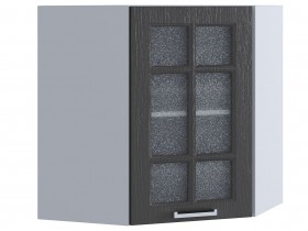 Шкаф верхний угловой со стеклом 590, ШВУС 590 (Клен серый/корпус белый) в Чехове - chexov.katalogmebeli.com | фото