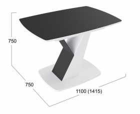Стол обеденный «Гарда» Тип 1 (Белый/Стекло матовое черный графит) в Чехове - chexov.katalogmebeli.com | фото 3