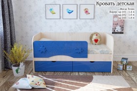 Техно Кровать детская 2 ящика 1.6 Синий глянец в Чехове - chexov.katalogmebeli.com | фото