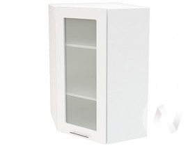 Угловой шкаф со стеклом Валерия-М ШВУС-599 (Белый глянец/Белый/верхний/высокий) в Чехове - chexov.katalogmebeli.com | фото